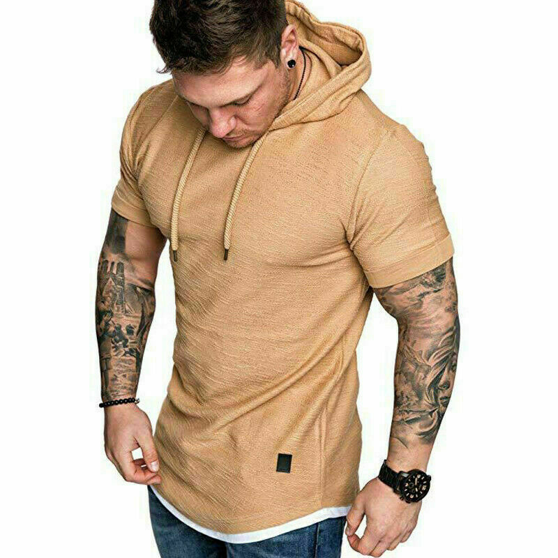 mens short sleeve hooded shirt